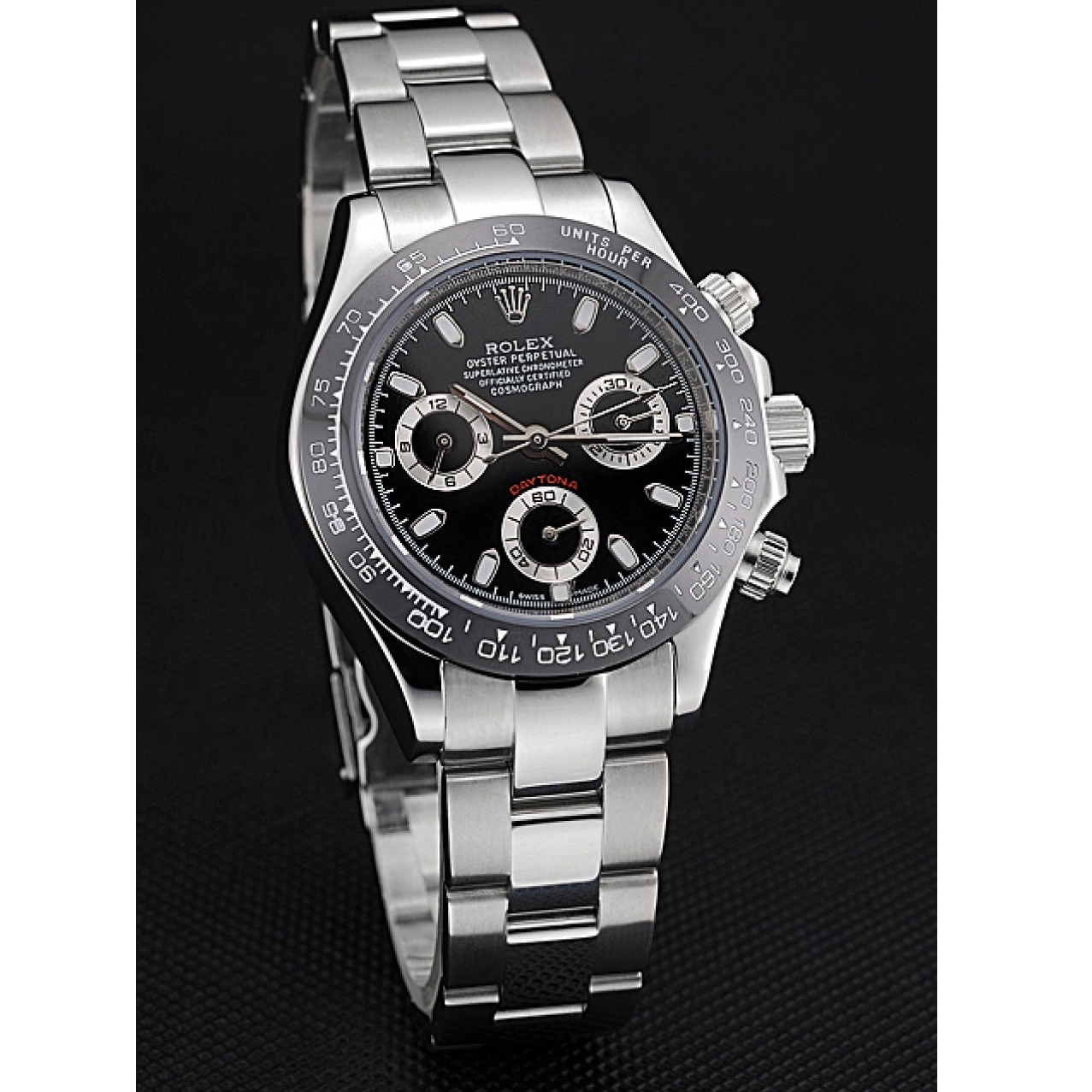 MiroTime 0715 Rolex Cosmograph Daytona Stainless Steel Case Black Silver Subdials Stainless Steel 622635